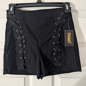 Spirit Black Lace-Up High Waist Women's Shorts